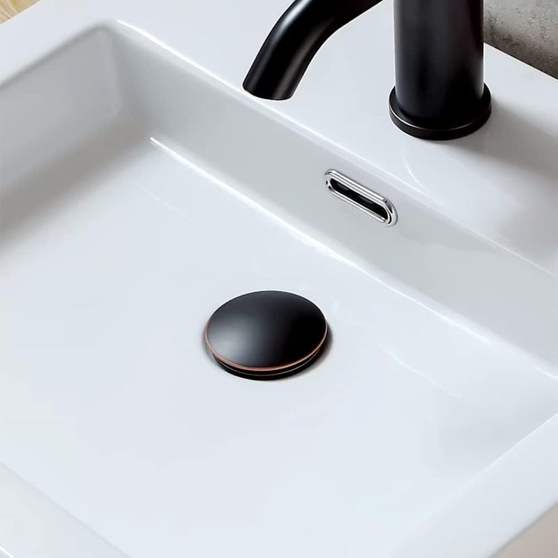 Yodel Faucet Bathroom Sink Drain with Overflow - Big Cap for Standard 1 3/4" Drain Opening - Pop Up Drain,Oil Rubbed Bronze - Image 1